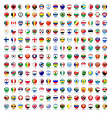Fototapeta Miasta - World Flag Buttons with reflection (flags translation version)
