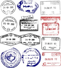 Vector Passport Stamps From Europe And The Middle East