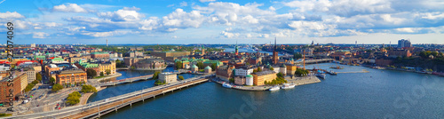 Plakat na papierze fotorealistycznym Panorama lotnicze Sztokholm, Szwecja