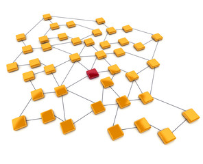 Wall Mural - orange and red network