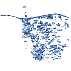Wall Mural - water splash with bubbles isolated on white