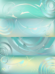 Wall Mural - Set of 4 abstract headers with waves, swirls, lines, gradients.