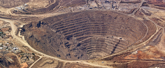 aerial view of enormous copper mine at palabora, south africa