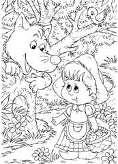 Wall Mural - Little Red Riding Hood and Wolf