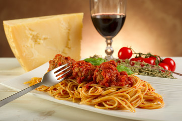 Poster - spaghetti with meatballs-spaghetti e polpetta