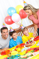 Poster - Happy family and birthday