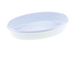 white oval au gratin dish isolated on white background