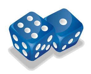 two blue vector dice