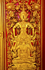 Wall Mural - TRADITION STYLE BUDDHIST CHURCH DOOR