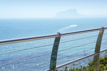 Canvas Print - stainless steel balcony mediterranean sea moraira