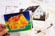 canvas print picture - thermography of a house and Energy Performance Certificate 01