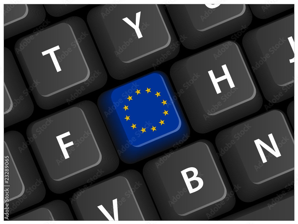 European Union Flag Key on Keyboard (EU Europe Vector Web Button Stock ...