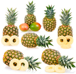 Wall Mural - Collection of ripe pineapples isolated