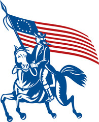 Wall Mural - American general riding horse with Flag