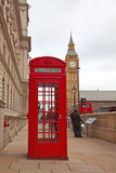 Fototapeta Big Ben - Red telephone booth in London