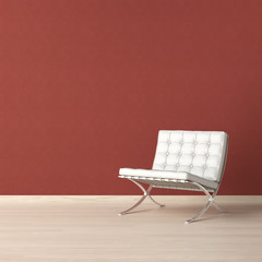 Wall Mural - White chair on red wall