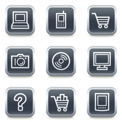 Wall Mural - Electronics web icons set 1, grey square buttons