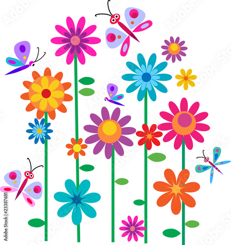 wiosenne-kwiaty-i-motyle-ilustracja-wektorowa