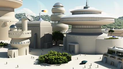 futuristic sci-fi townscape
