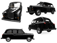 Collage Of Isolated Black Taxi
