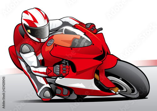 Obraz w ramie Comical motorcycle illustration
