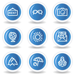 Canvas Print - Travel web icons set 5, blue glossy circle buttons