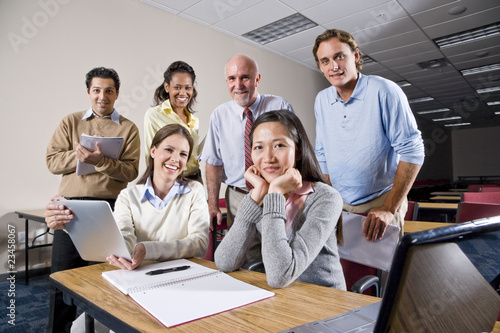 Fotografía Group of college students and teacher in class