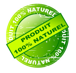 Poster - vignette produit 100 % naturel avec rayures dégradé vert