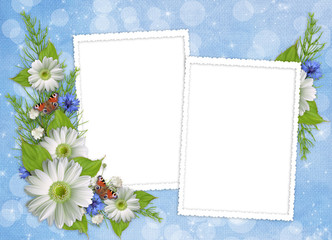 Card for the holiday  with flowers on the abstract background