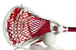 White Lacrosse Head with Red Meshing and Grey Ball