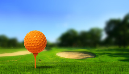 Golf ball on green