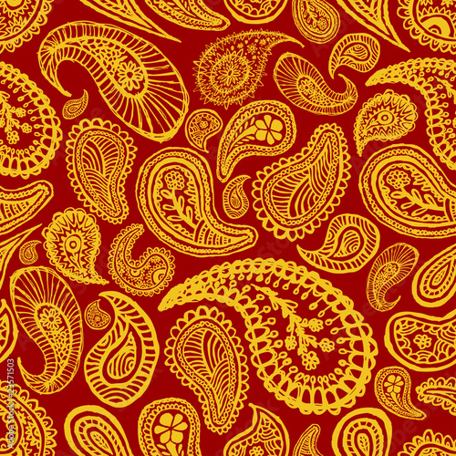 Tapeta ścienna Czerwona ręka streszczenie bezszwowe tło paisley