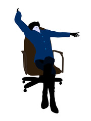 African American Female Sitting On An Office Chair Executive Silhouette