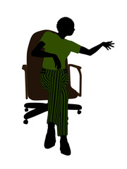 African American Executive Sitting On An Office Chair Silhouette