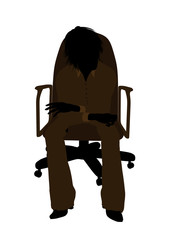 Female Executive Sitting On An Office Chair Illustration Silhouette