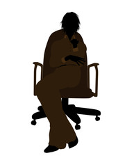 Female Executive Sitting On An Office Chair Illustration Silhouette