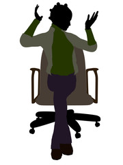 African American Female Executive Sitting On An Office Chair Silhouette