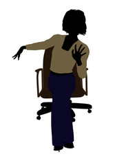 Female Executive Sitting On An Office Chair Illustration Silhouette