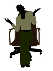 African American Executive Sitting On An Office Chair Silhouette