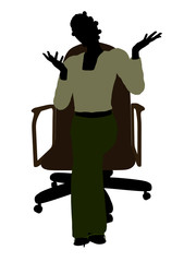 African American Executive Sitting On An Office Chair Silhouette