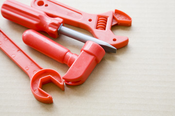 Set of plastic toy tools