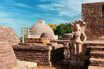 Ancient Stupa in Sanchi, Madhya Pradesh, India.