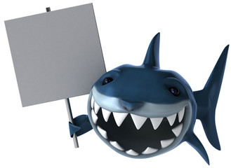 Fototapete - Requin et panneau blanc
