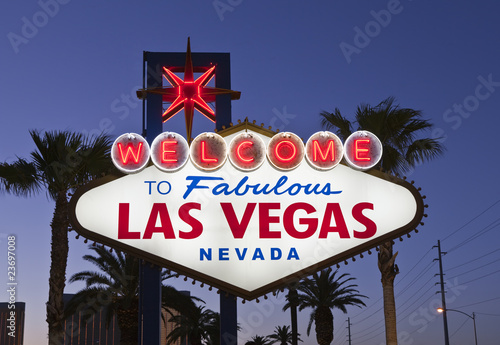 Fotoboard na płycie Las vegas noc znak