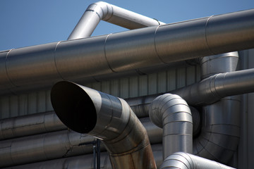 Wall Mural - detail of many steel pipe in oil refinery