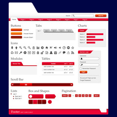 Wall Mural - Web Design Elements 2 (Red Theme) Vector
