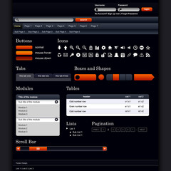 Wall Mural - Web Design Elements 1 (Dark Theme) Vector