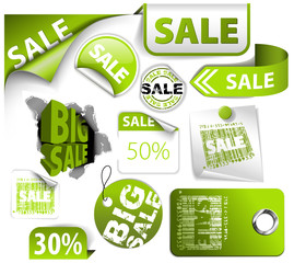 Canvas Print - Set of green discount elements