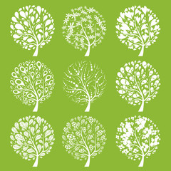 Aufkleber - Art trees collection for your design