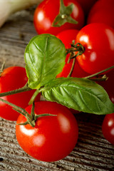 Canvas Print - tomatoes with basil - pomodoro e basilico